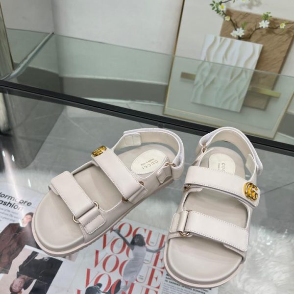 Gucci two-strap deviled felt flat sandals
