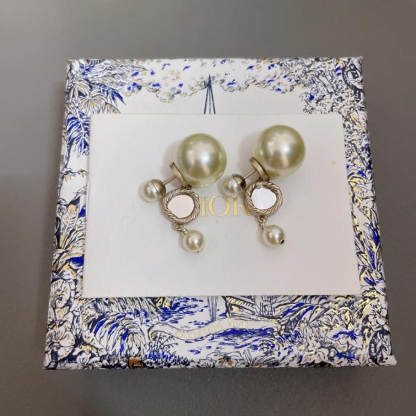 Dior mirror bead double bead earrings