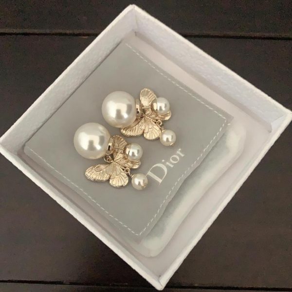 Dior large pearl butterfly earrings