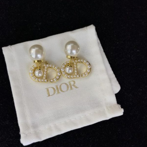 Dior pearl back drop earrings