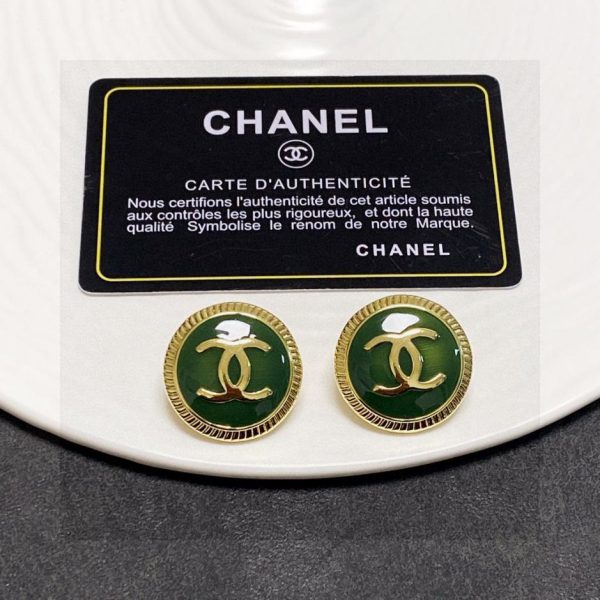 chanel antique grass green earrings