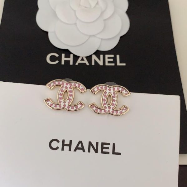 Chanel mirror pink cc earrings