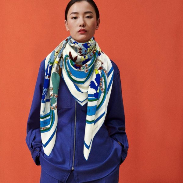Hermes double-sided cashmere square scarf in the same color