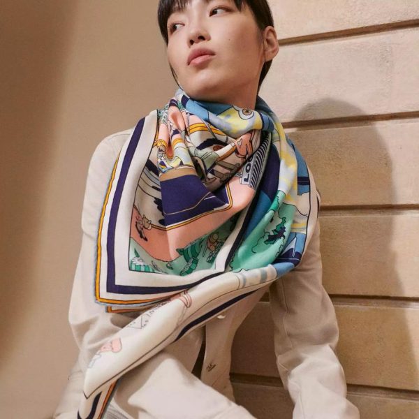 Hermes double-sided cashmere square scarf in the same color