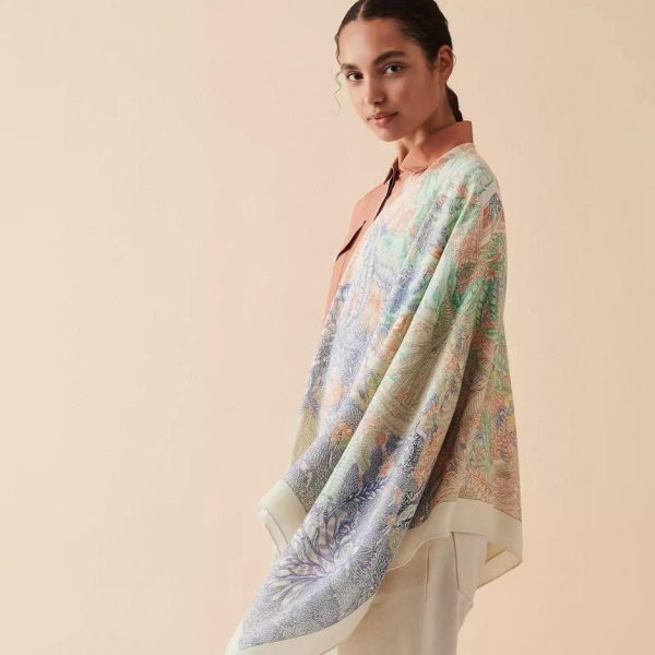 Hermes double-sided cashmere square scarf in the same color