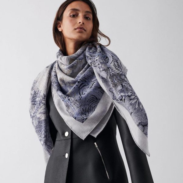 Hermes double-sided cashmere square scarf in the same color
