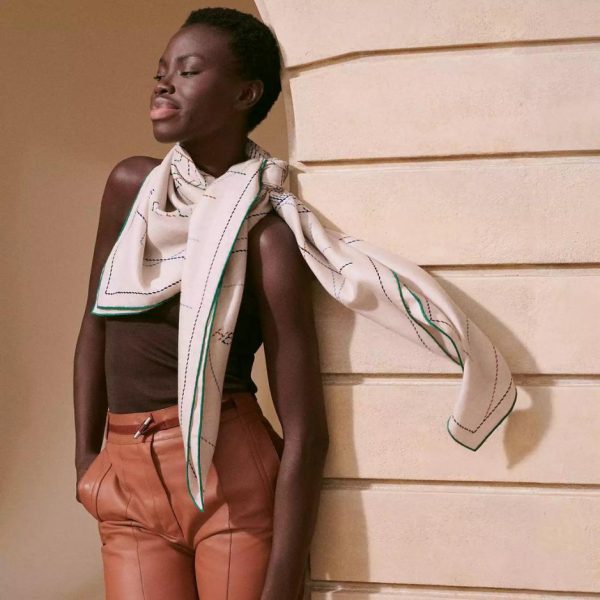 Hermes double-sided cashmere square scarf in the same color