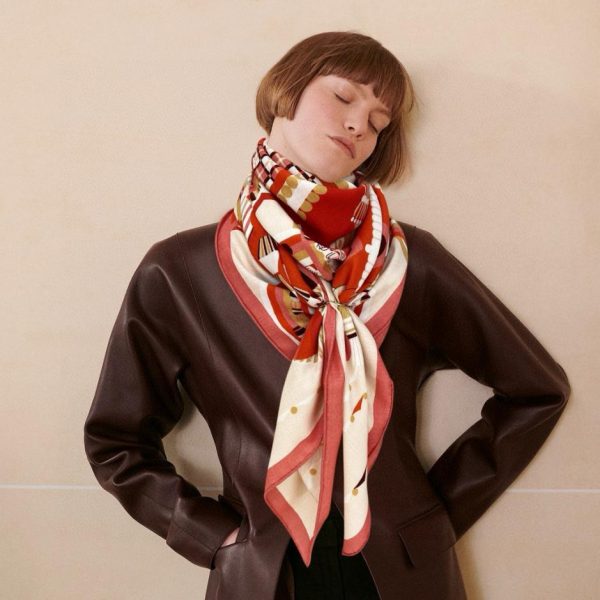 Hermes double-sided cashmere square scarf in the same color