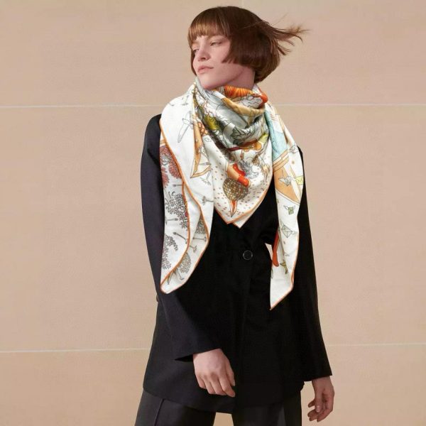 Hermes double-sided cashmere square scarf in the same color
