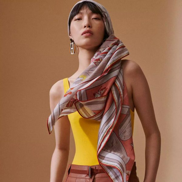 Hermes double-sided cashmere square scarf in the same color
