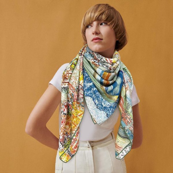 Hermes double-sided cashmere square scarf in the same color