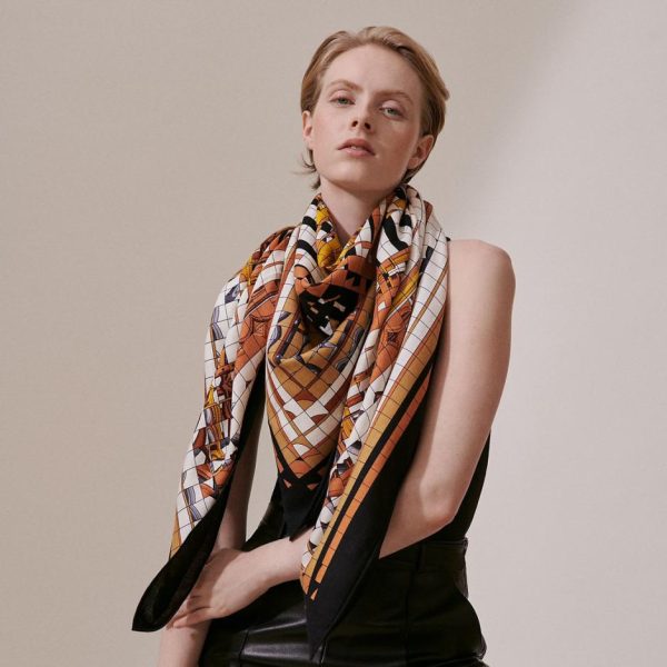 Hermes double-sided cashmere square scarf in the same color