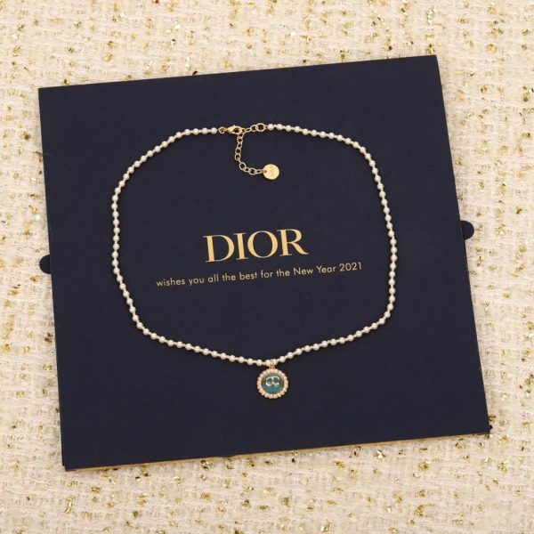 Dior multi-color glass bead pearl necklace