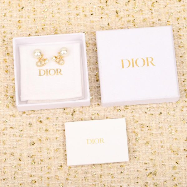 Dior Pearl Full Diamond CD Earrings