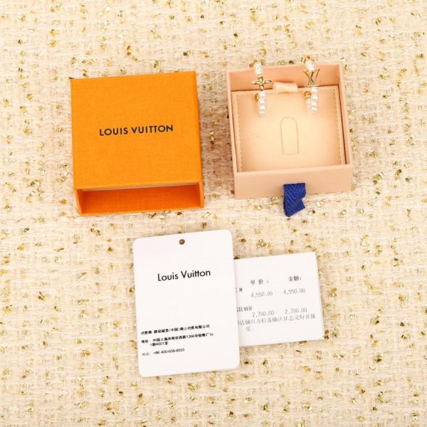 LV green gold flower pearl earrings