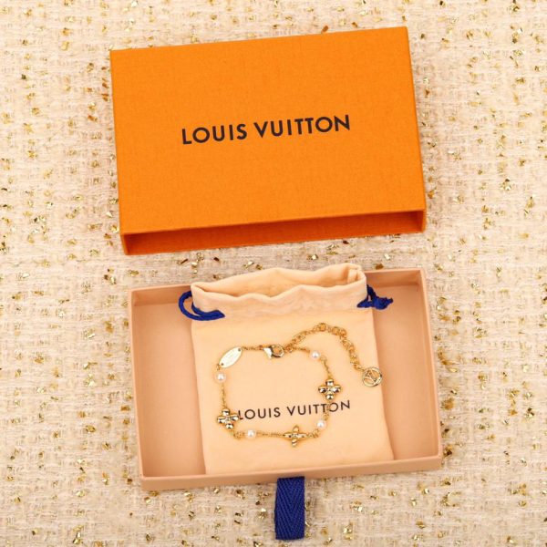 LV green gold flower pearl bracelet