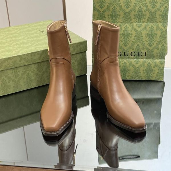 GuCCl half horsebit ankle boots