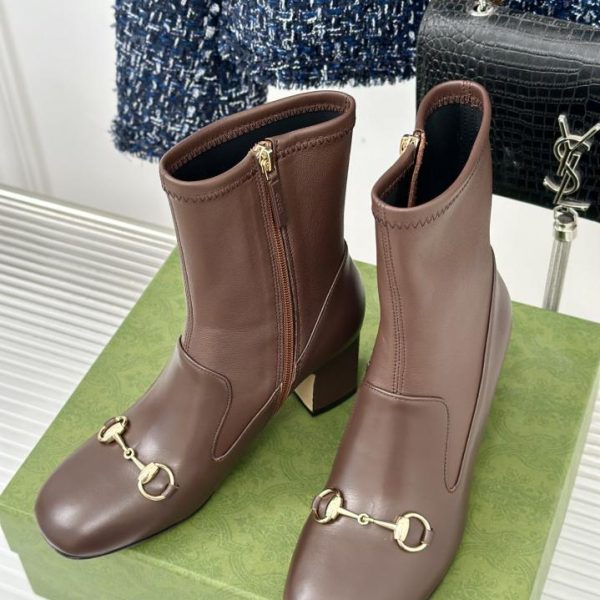 Gucc classic horsebit thick heel stretch boots