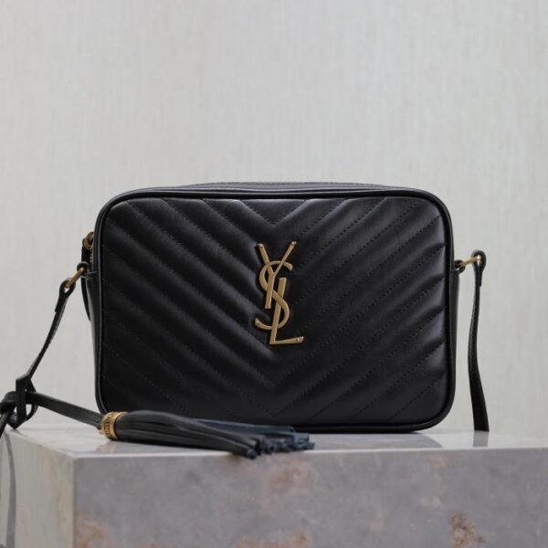  SAINT LAURENT black gold buckle Lou camera bag