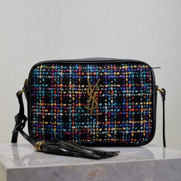  SAINT LAURENT black waxed leather Lou camera bag