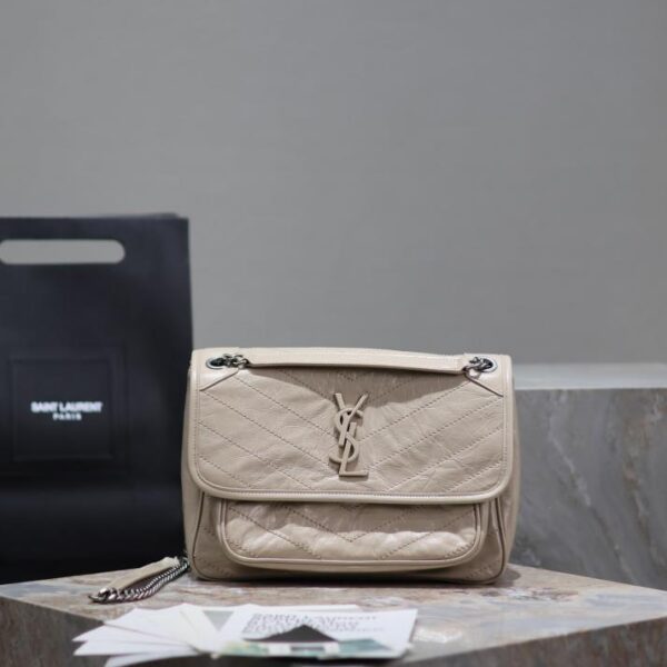  SAINT LAURENT medium size 28cm milk tea color niki