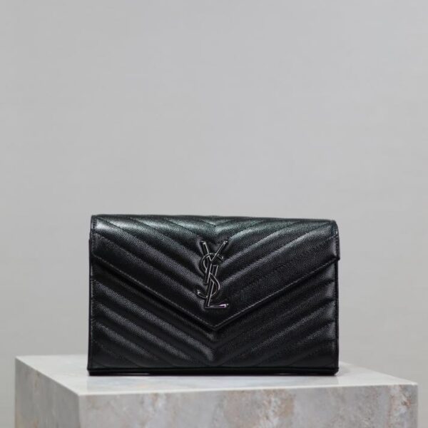  SAINT LAURENT black silver buckle MONOGRAM envelope bag