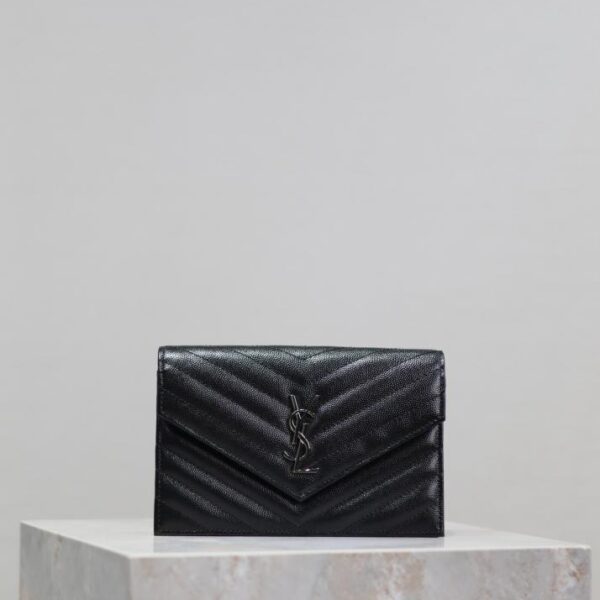  SAINT LAURENT black silver buckle woc small envelope bag