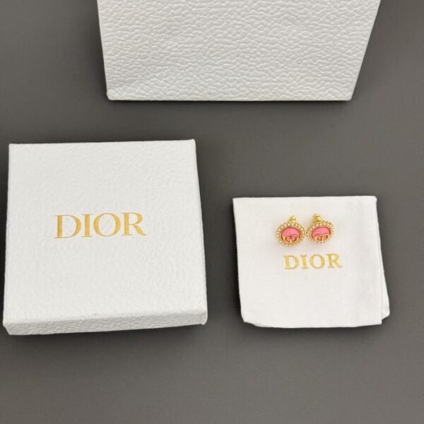 Dior New Pink Pearl CD Stud Earrings (B32E)