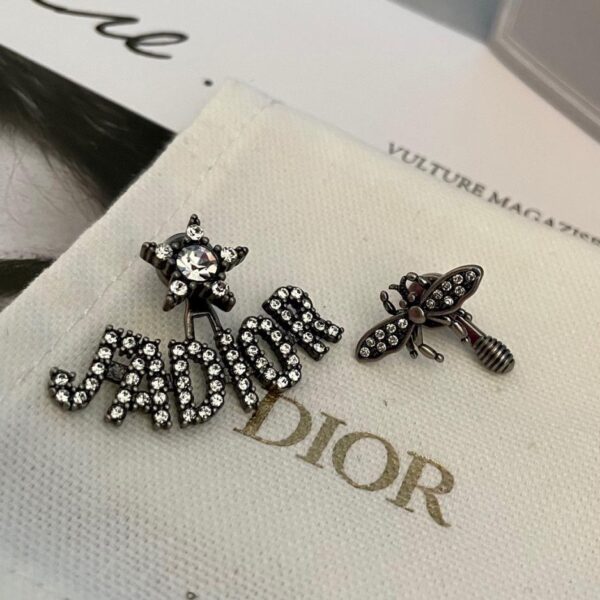 DiorJA gun black stud earrings (4F7D)