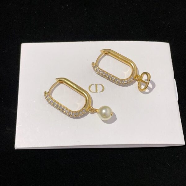 Dior full diamond o hanging cd bead earrings (1BE4)