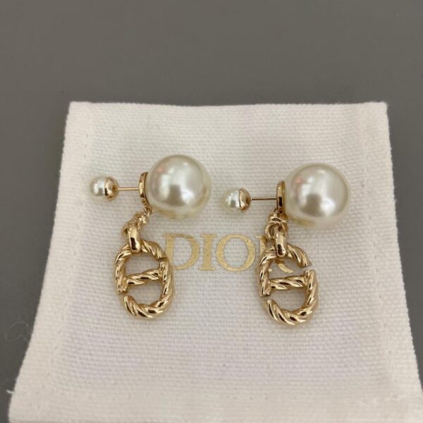 Dior twist cd double bead earrings (A3F9)