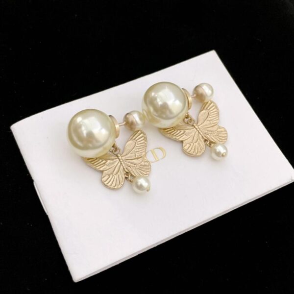 Dior Butterfly Bead Stud Earrings (4691)