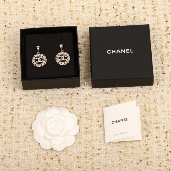 Chanel Hollow Round Stud Earrings Swarovski Diamonds