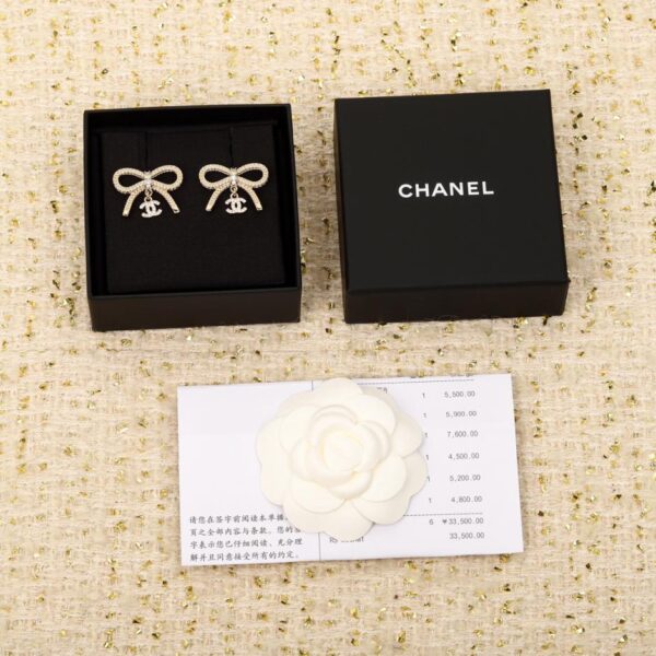 Chanel bow double C stud earrings
