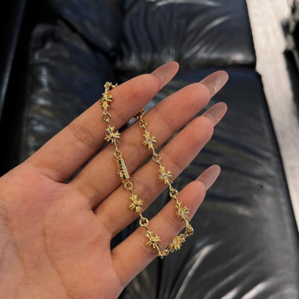 Chrome Hearts 22k gold plated stone cross bracelet