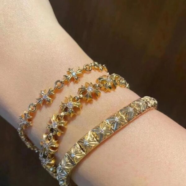 Chrome Hearts 22k Gold Plated Cross Bracelet