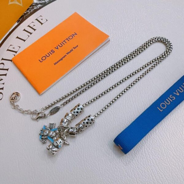 Louis Vuitton necklace RW original counter new retro couple style rock punk Thai silver style (SMIB8)