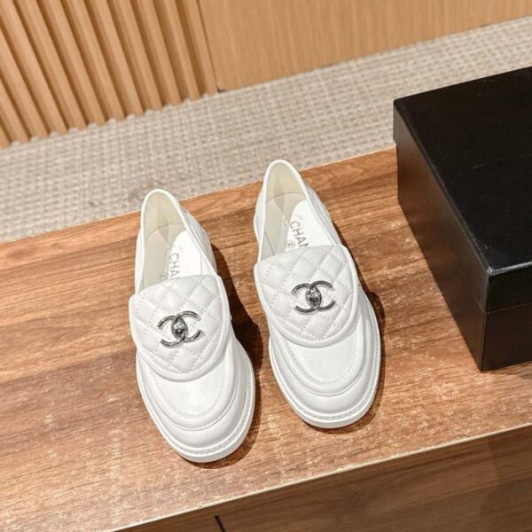 Chanel vintage diamond-shaped classic retro sheepskin loafers (4R1GC)