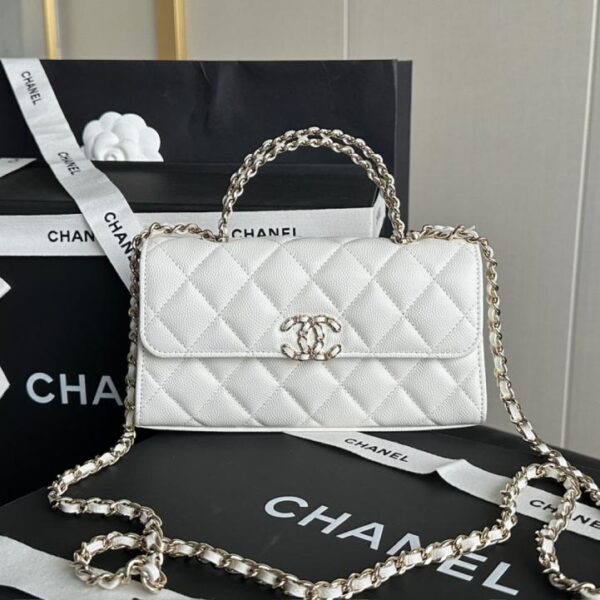 Chanel 25s Kelly handle horizontal style milkshake white genuine leather France 🇫🇷 "HASS" caviar grain embossed first-class calfskin pure steel embryo noble champagne gold (0CIE6)
