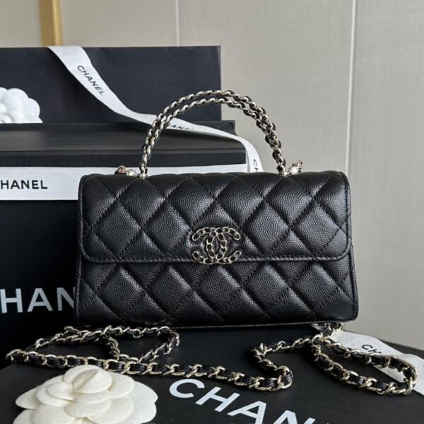 Chanel 25s Kelly handle horizontal black gold genuine leather France 🇫🇷 "HASS" caviar grain embossed first-class calfskin pure steel embryo noble champagne gold (FIKJS)