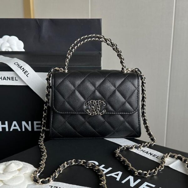Chanel 25s Kelly handle vertical black gold genuine leather France 🇫🇷 "HASS" caviar grain embossed first-class calfskin pure steel embryo noble champagne gold (JDUSM)