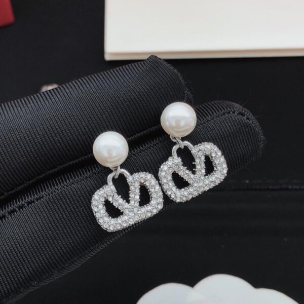 Valentino pearl earrings with diamonds in silver (BRI7H)
