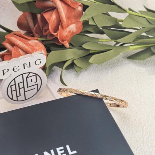 Counter version Chanel diamond half diamond bracelet narrow version electroplated 18K thick gold color preservation (2YCX5)