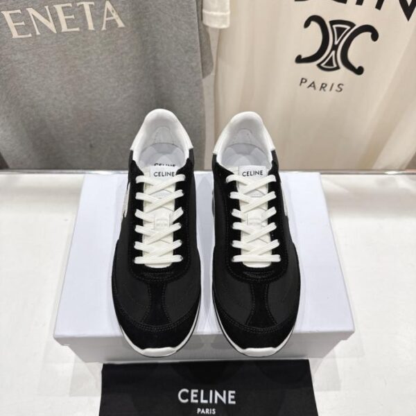 High version of CELINE new logo lace-up casual sports shoes, lightweight running shoes, white shoes (OGBWT)