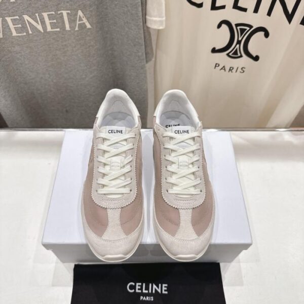 High version CELINE new logo lace-up casual sports shoes lightweight running shoes white shoes (YQMI2)