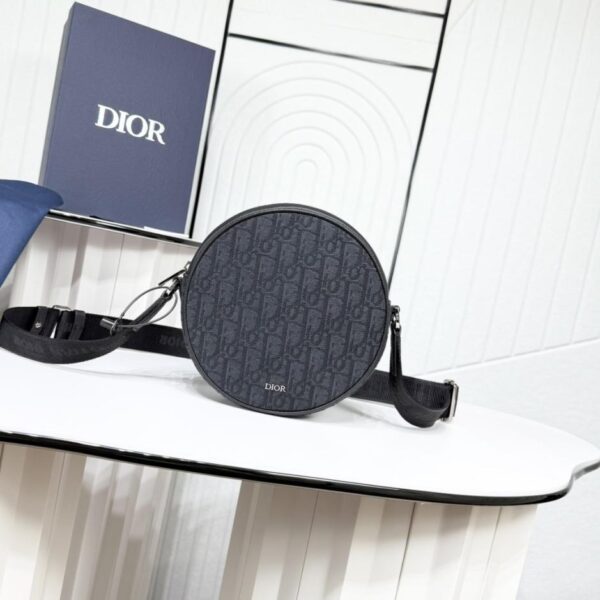 Dior Yoyo Zip Messenger Bag in Black Oblique Print Fabric (SJW9X)