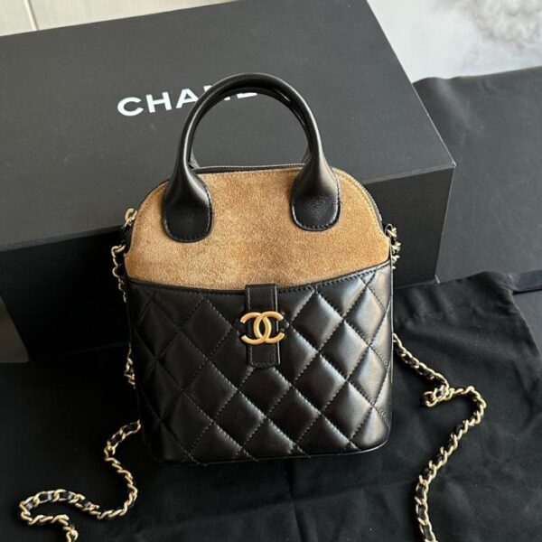 Chanel Haute Couture Shell Bag in Brown and Black Original Italian IT Suede (VFPMC)