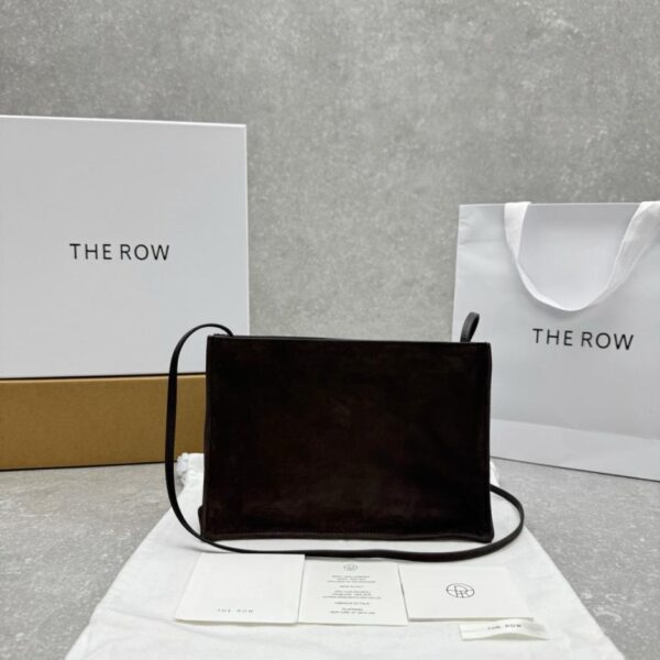 The Row Horizontal TOGO Small Square Bag in Dark Brown Cowhide (78XEX)