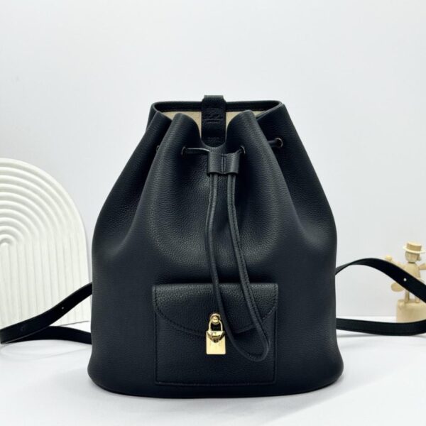 Loro Piana Extra Drawstring Backpack Black Backpack (PJ3EQ)