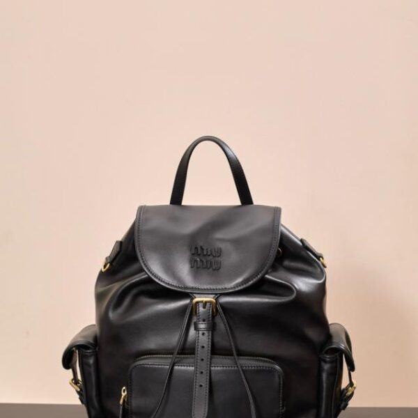 MIUMIU cowhide leather backpack black full high quality cowhide leather (9FOX8)